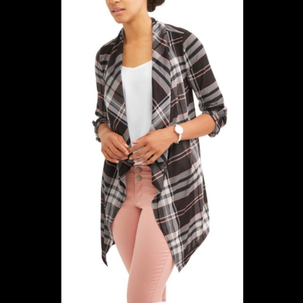 French laundry‎ waterfall plaid cardigan, Size S